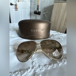 Gucci white and gold aviators